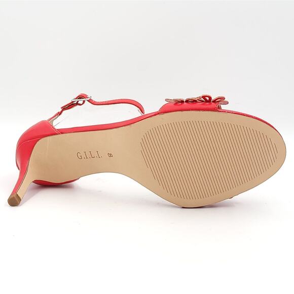 GILI Women Stiletto Heel Ankle Strap Sandal Gliona Size US 8M Crimson Red Floral - Picture 6 of 6